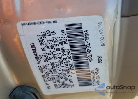 2000 Toyota Camry Le из США, поврежденный, VIN 4T1BF22K0YU938467